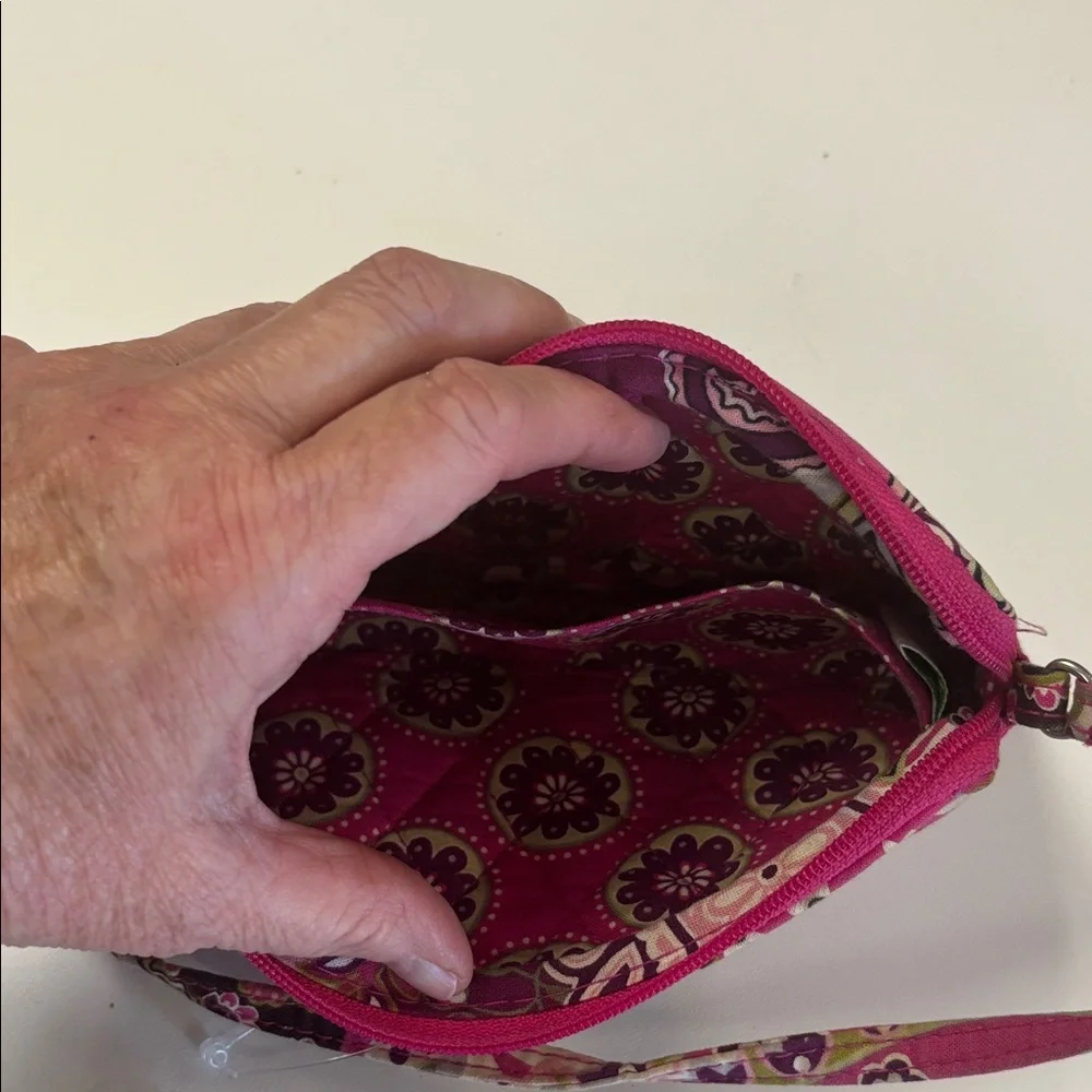 Vera Bradley Pink and Green Paisley Wristlet
